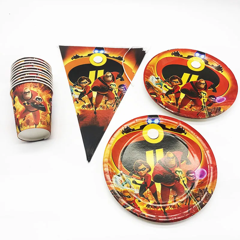 30 шт./лот набор одноразовых столовых приборов The incredibles 2 тематические тарелки