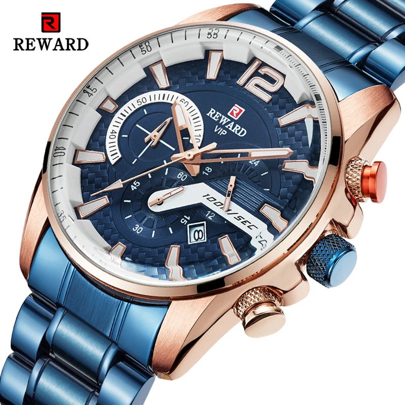 

REWARD Mens Watches Waterproof Full Steel Quartz Business Watch Men Top Brand Luxury Casual Sport Clock Male Relogio Masculino