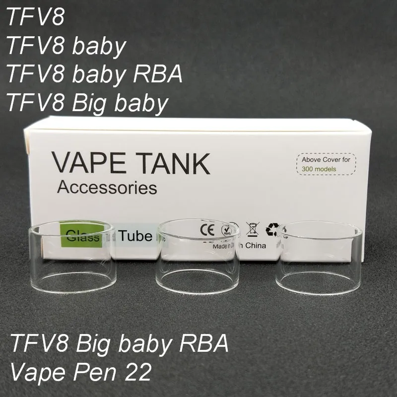 3 шт. Высококачественная сменная стеклянная трубка для TFV8/TFV8 baby/TFV8 baby RBA/TFV8 Big Baby/TFV8