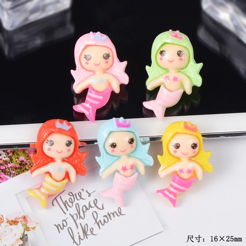 

100pcs/lot 16X25mm New Design Kawaii Resin Mermaid Tail For Kids Headwear Mobile Case DIY Decoratve Favor