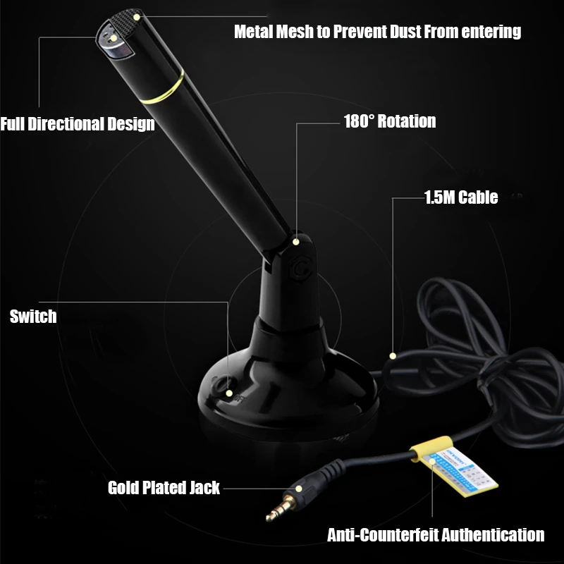 LEORY мини стерео настольный микрофон 3 5 мм проводной Компьютер караоке