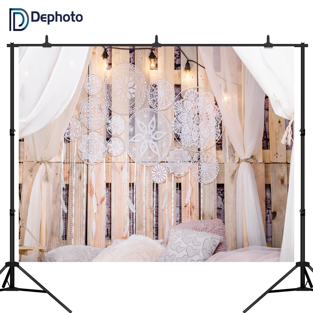 DePhoto Boudoir кровать деревянная доска Подушка занавеска подвеска фон для фотосъемки