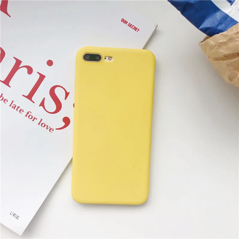 Yellow Карамельный цвет матовый Мягкий ТПУ силиконовый чехол для телефона чехол для Apple iPhone 6 6G 6s 7 8 Plus 8 Plus 10 X XR XS Max задний чехол s Coque - Цвет: Yellow