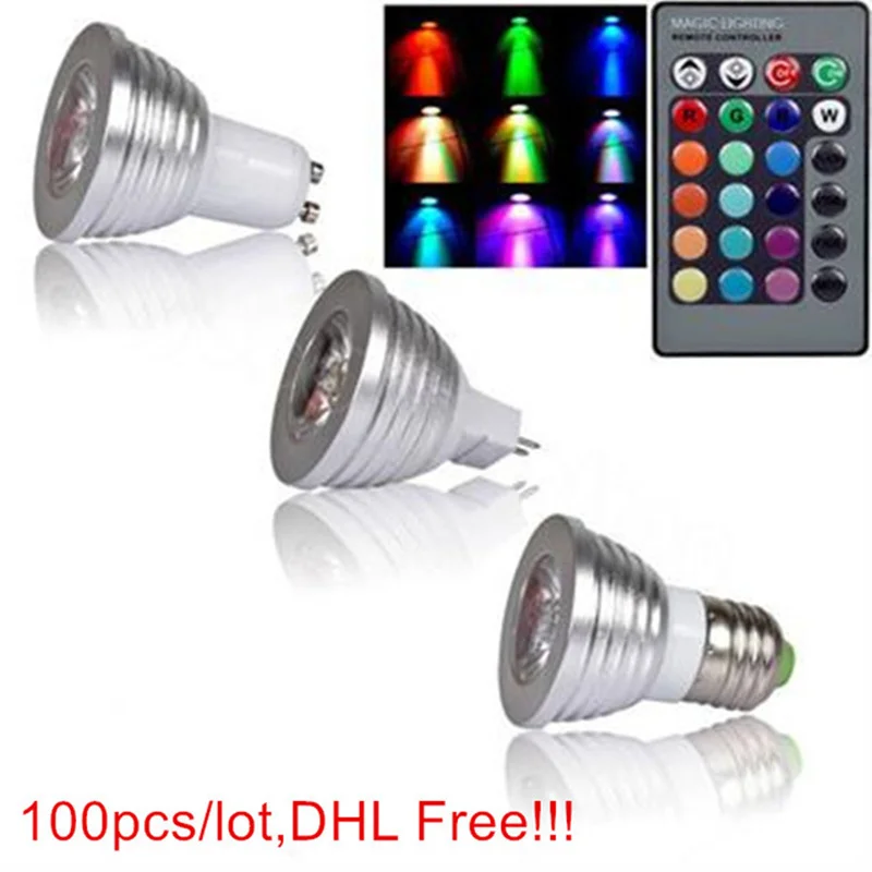 

Светодиодная RGB-лампа E27 E14 GU10 MR16 с пультом ДУ, 220 В, 100 в