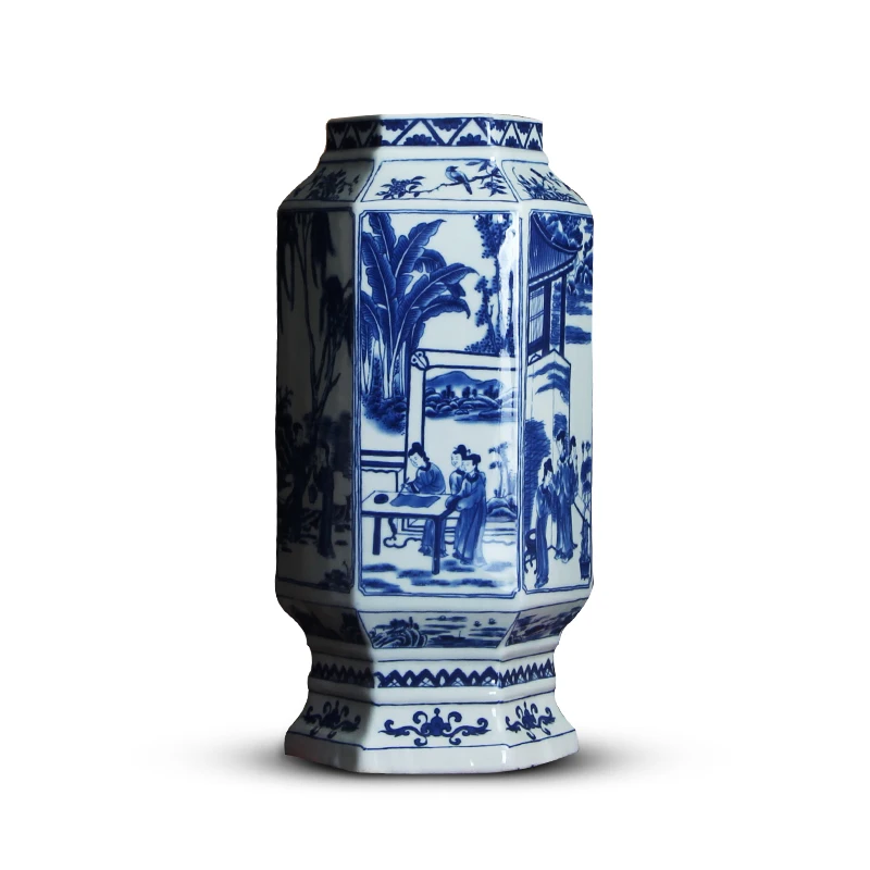hexagon vase x1 Античная шестиугольник фарфоровая ваза декоративная ваза для цветов с древней китайской цифры Цзиндэчжэнь фарфоровая ваза Рождественский подарок - Цвет: hexagon vase x1