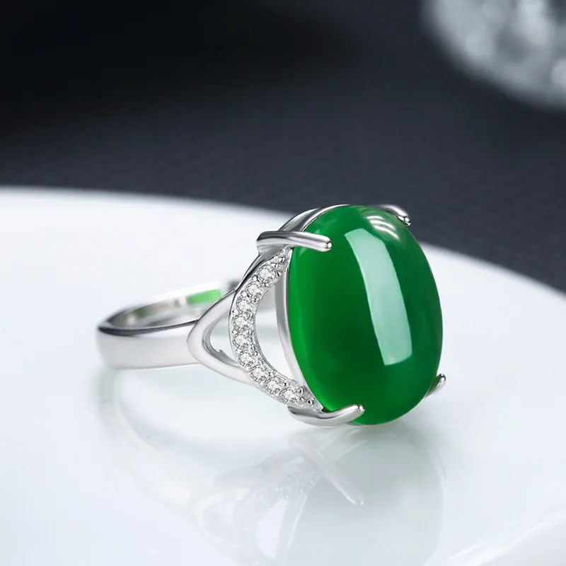 Женское Открытое кольцо YINHED элегантное обручальное из серебра 100% пробы зеленого