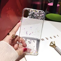 qianliyao simple transparent bling glitter stars circle soft cover for samsung s20 s10 s9 s8 plus s7edge note 20 8 9 10 pro case