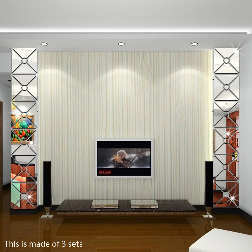 Зеркальный эффект PS самоклеющиеся Квадратные Зеркальные наклейки Кристальные