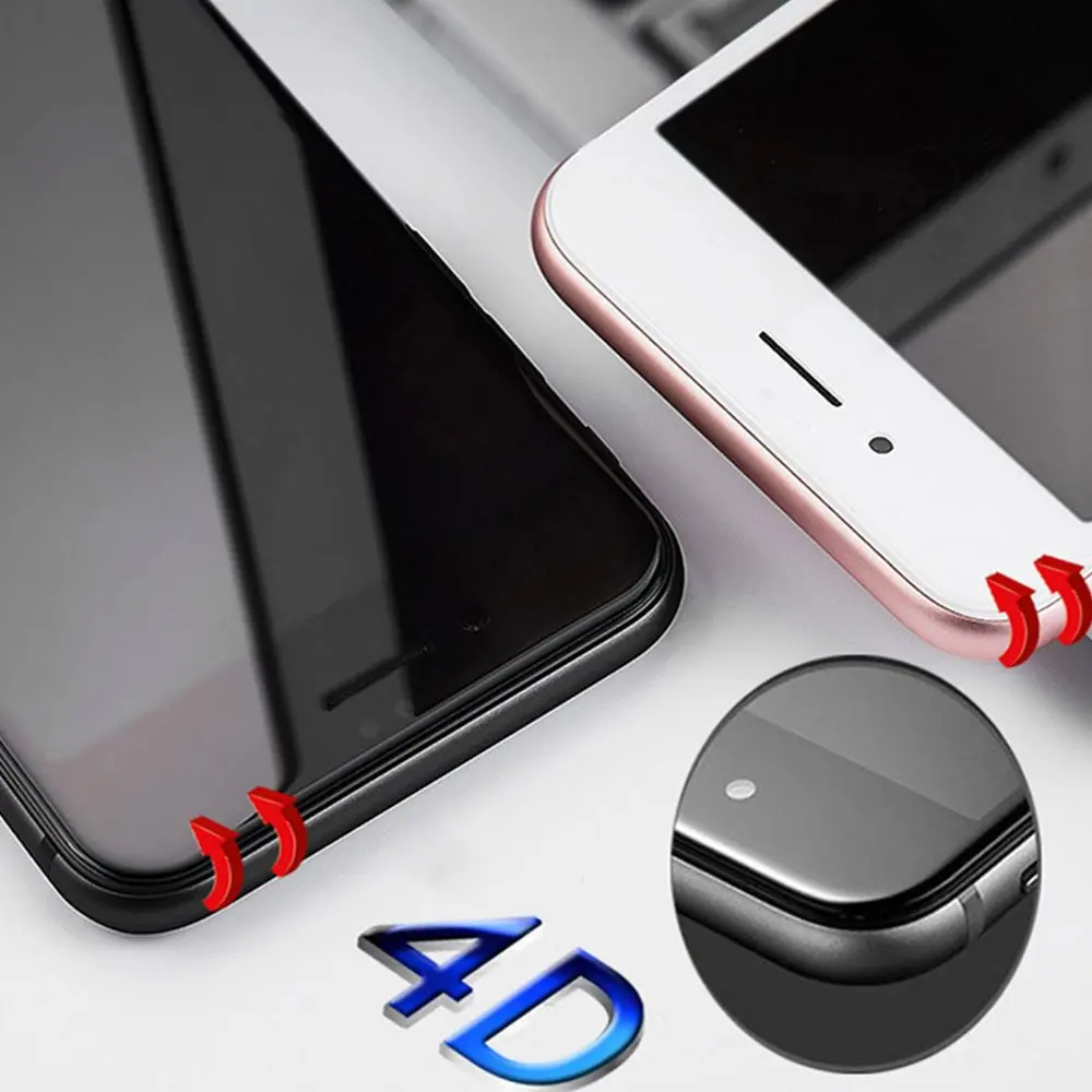 4D полноэкранное закаленное стекло из углеродного волокна для iPhone 8 7 6 6S PLUS защита