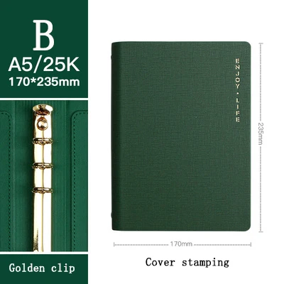 B1 Blackish green Кожаный переплетный спиральный офисный бизнес-блокнот высокого качества с 6 отверстиями дневник модный планировщик - Цвет: B1 Blackish green