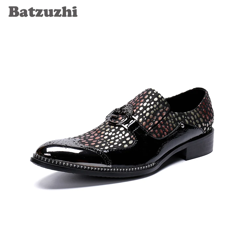 

Batzuzhi Black Colorful Formal Leather Shoes Men Pointed Toe with Metal Cap Slip-on Men Shoes Zapatos Hombre Party Shoes Men