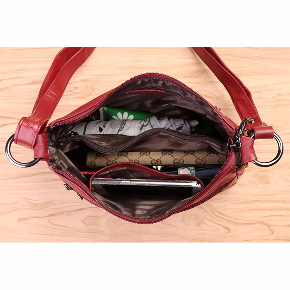 Сумка хобо женская из натуральной воловьей кожи Модный повседневный кросс боди