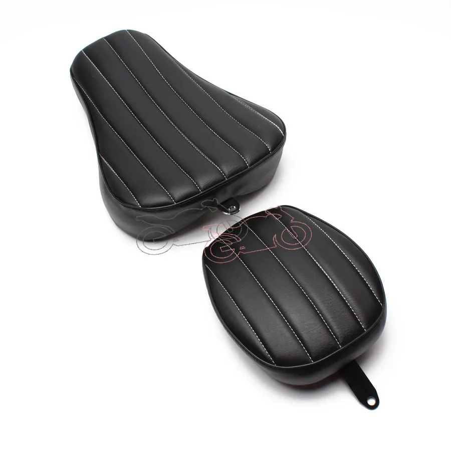 

Motorcycle Black Leather Driver+Passenger Two Up Seat Sofa Tour Seat Bench Rear Cushion for Harley Sportster 883 1200 2010-15