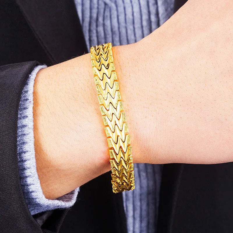 Мужской браслет ювелирные изделия 12 мм Pulseira мужской трендовый чистый 24 каратный