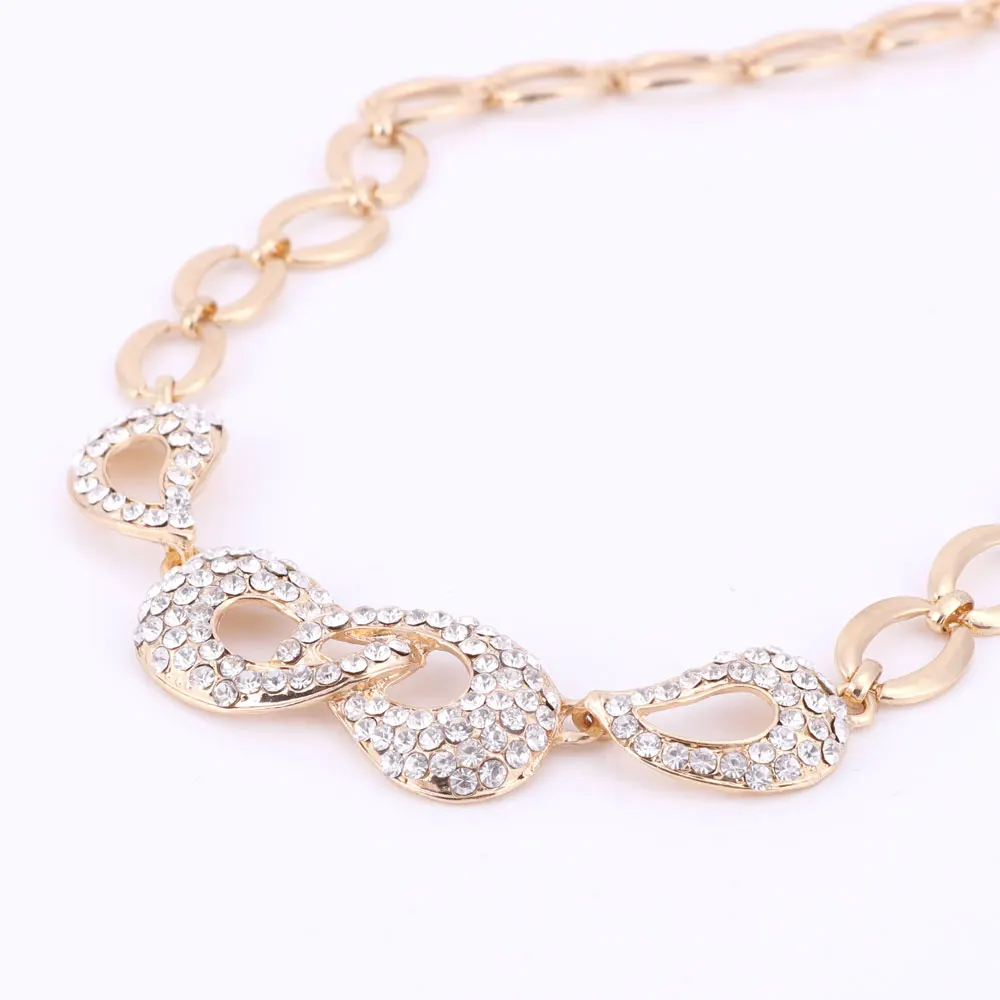 Аксессуары для платья модное ожерелье с кристаллами серьги золотого цвета