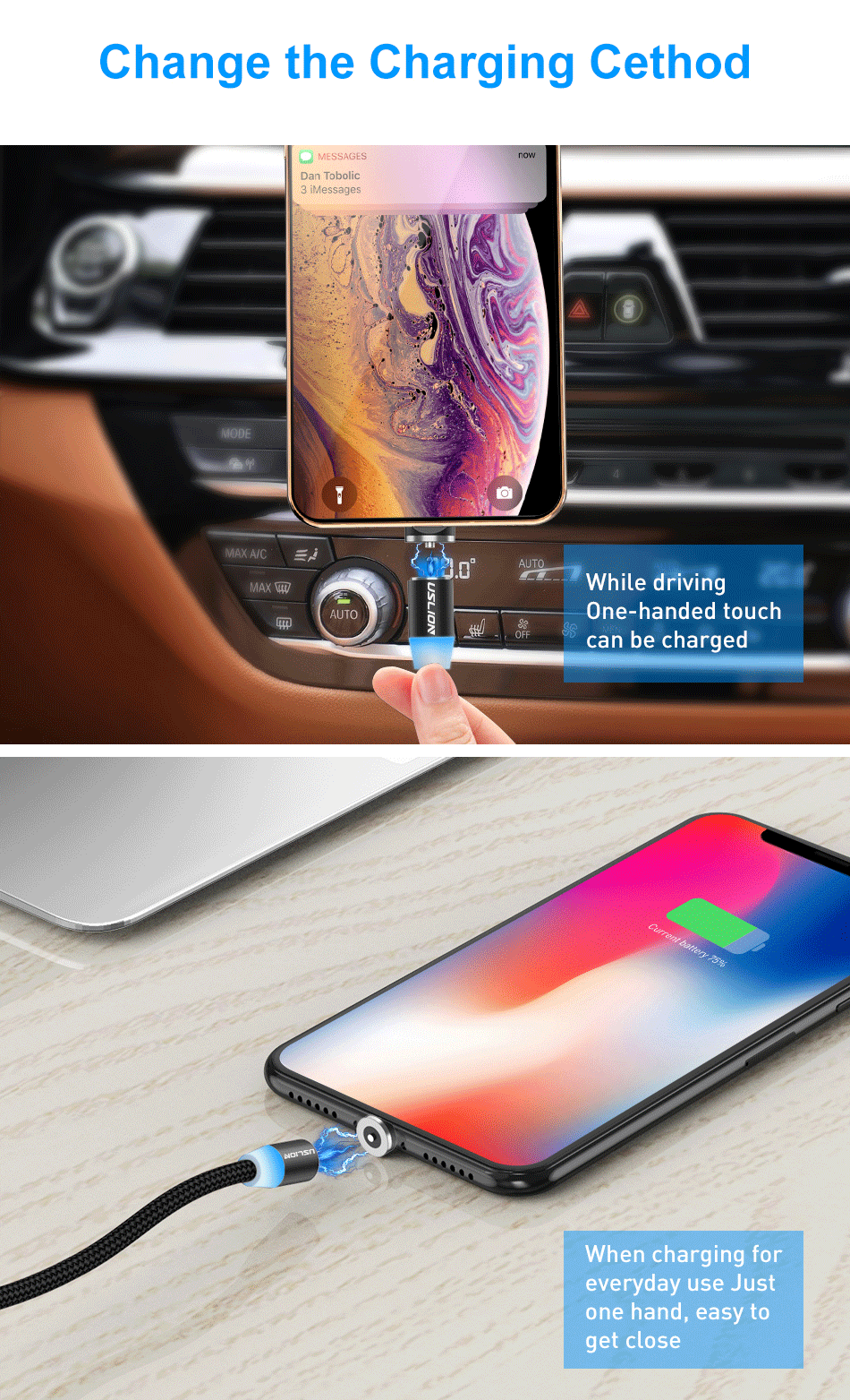 USLION 2 м Магнитный Micro USB кабель type C для iPhone XS Max X телефон зарядное устройство провод для samsung Xiaomi huawei P30 Pro Магнитный кабель
