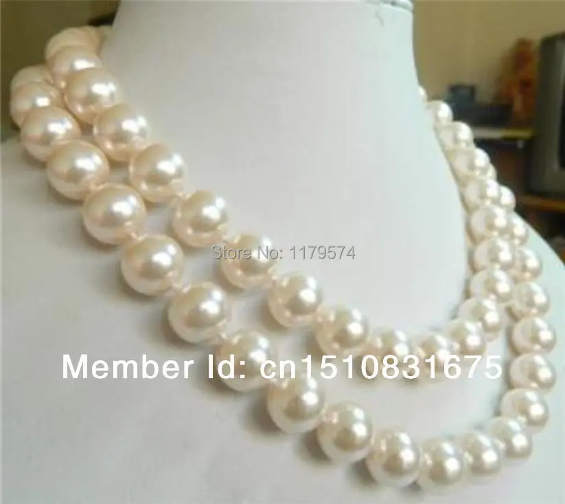 10mm White Shell Pearl Round Beads Long Necklace Chain Woman Collocation Fashion Jewelry Wholesale Price 35inch AAA | Украшения и
