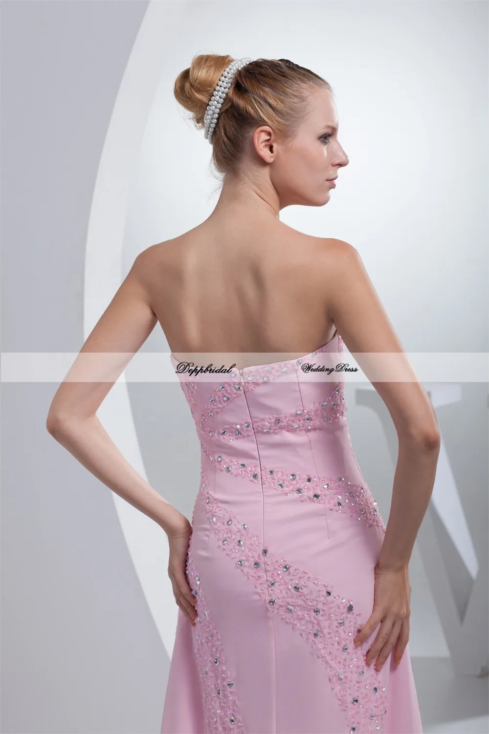 Шифон линии милая рукавов бисероплетение этаж длина вечернее платье халат де