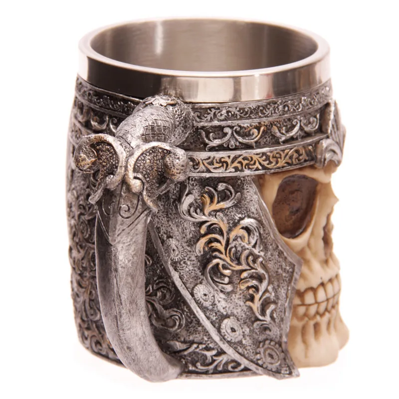 1Piece 350ML Resin Double Wall Stainless Steel 3D Skull Mugs Coffee Tea Bottle Mug Drinking Cup | Дом и сад