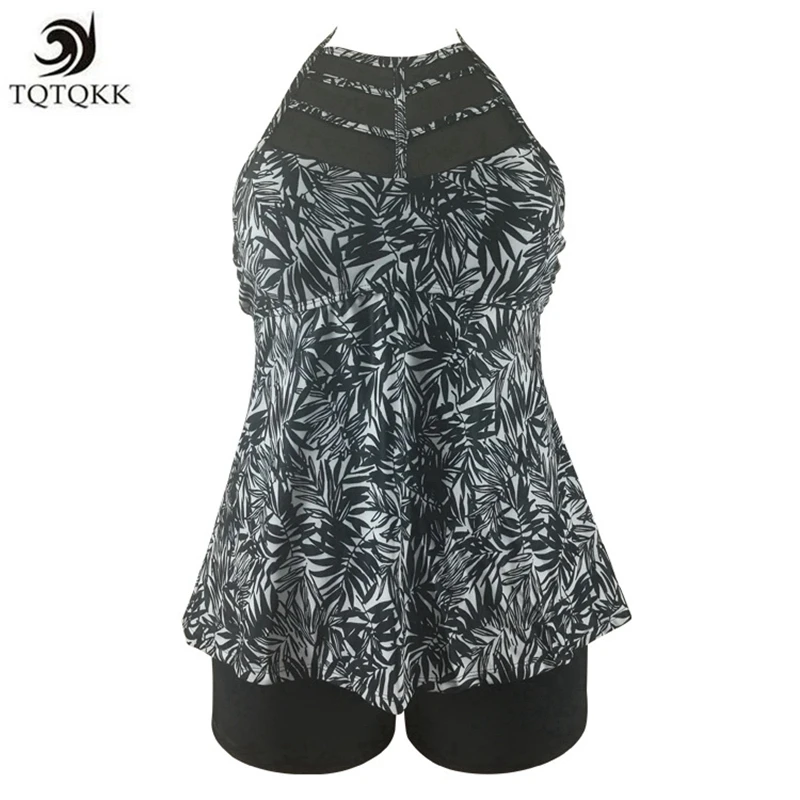 2019 принт сетки плюс размер купальники танкини купальник Женские шорты платье из