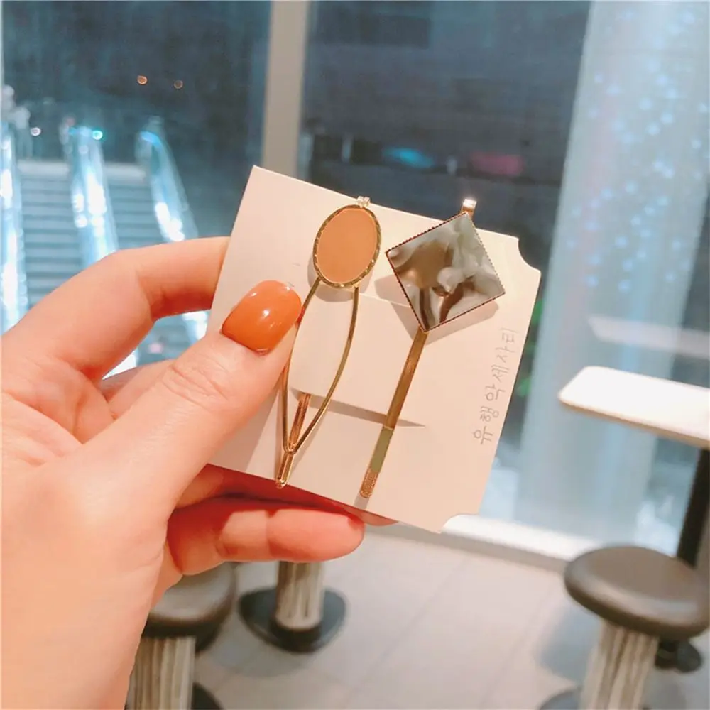 

Fashion 2 pcs/sets Hair Clips For Women Korean Girl Style Hairpins Acrylic Hairgrip Marble Pattern Hair Accessories