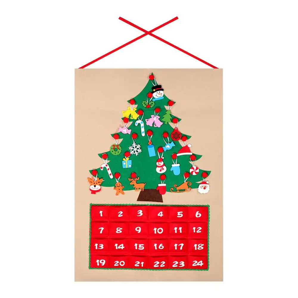 date 24 Calendars OurWarm DIY войлочная Рождественская елка-календарь орнамент стикер дети родитель Подарки Игрушка веселое украшение для рождественской вечеринки Подарки на год - Цвет: date 24 Calendars