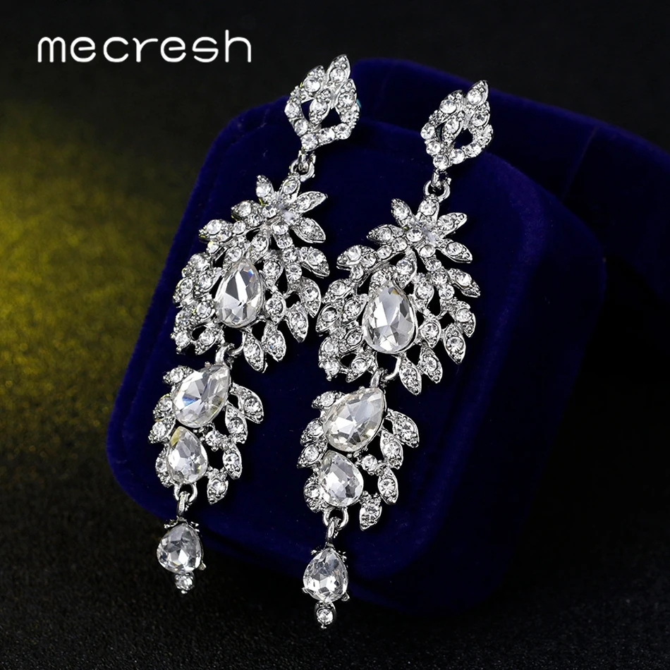Серьги-подвески Mecresh с кристаллами серебро 2019 пробы |