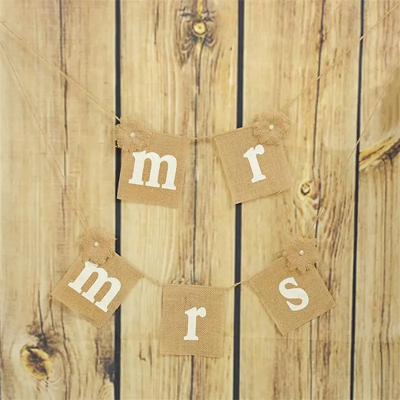 2017 Новый Weding партия Декор Винтаж Mr &amp Mrs Бантинг гирлянда стул створки баннер