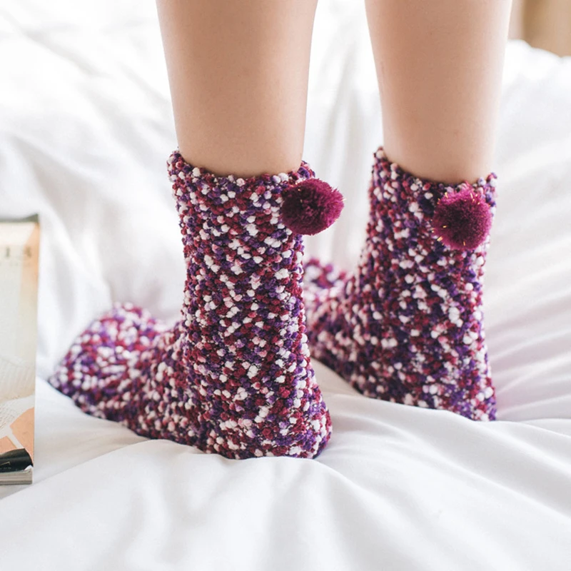 Christmas Lady Home Clothing Accessories 1 pair Candy Women Fluffy Socks Warm Winter Cosy Lounge Bed Xmas Gift | Дом и сад