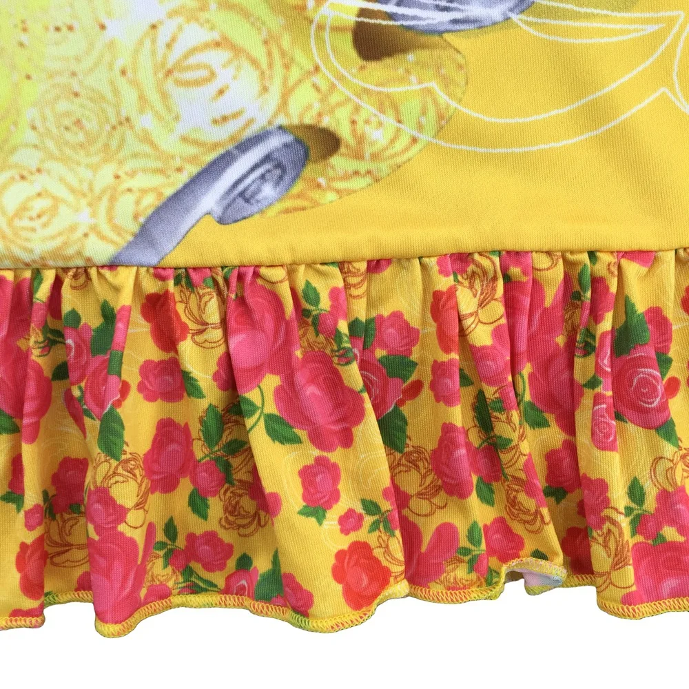 2017 Платье для маленьких девочек Красота и зверь Летнее платье с героями