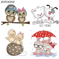 zotoone lovely animal iron on appliques high quality stripe stickers on clothes diy heat transfer washable fashion patches e
