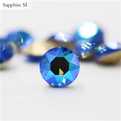 Sapphire SI Стразы, мерцающие драгоценные камни, круглые Цветочные украшения, хрустальные стразы K9, лучшие 50 шт., цветные стразы, заостренные сзади кристаллы для одежды a - Цвет: Sapphire SI