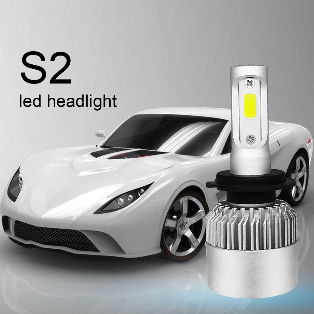 2 шт. Автомобильные светодиодные фары H4 Led H7 H11 H27 H1 H3 9005 HB3 9006 HB4 COB 12V 72W 8000LM 6500K
