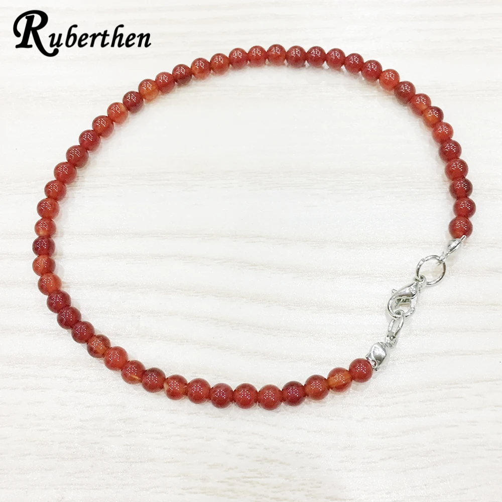 Ножной браслет с сердоликом Ruberthen 4 мм модный каменный миниатюрный камень