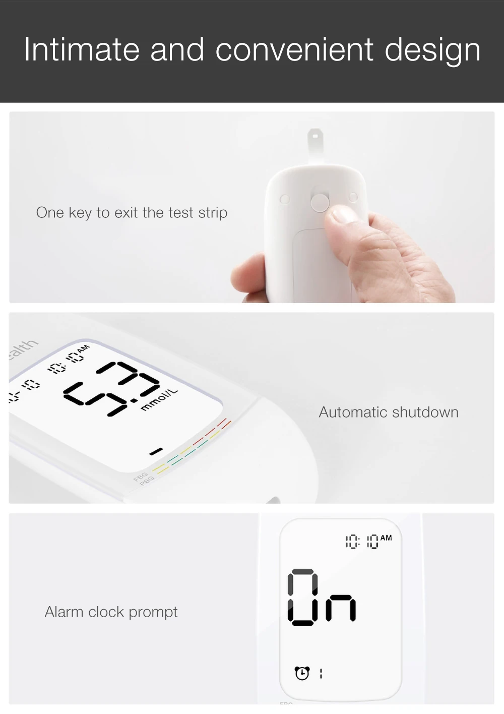 Xiaomi IHealth измеритель уровня глюкозы в крови с тестовыми полосками Lancets компактный портативный 5 передач ЖК-дисплей Цифровая подсветка памяти для хранения