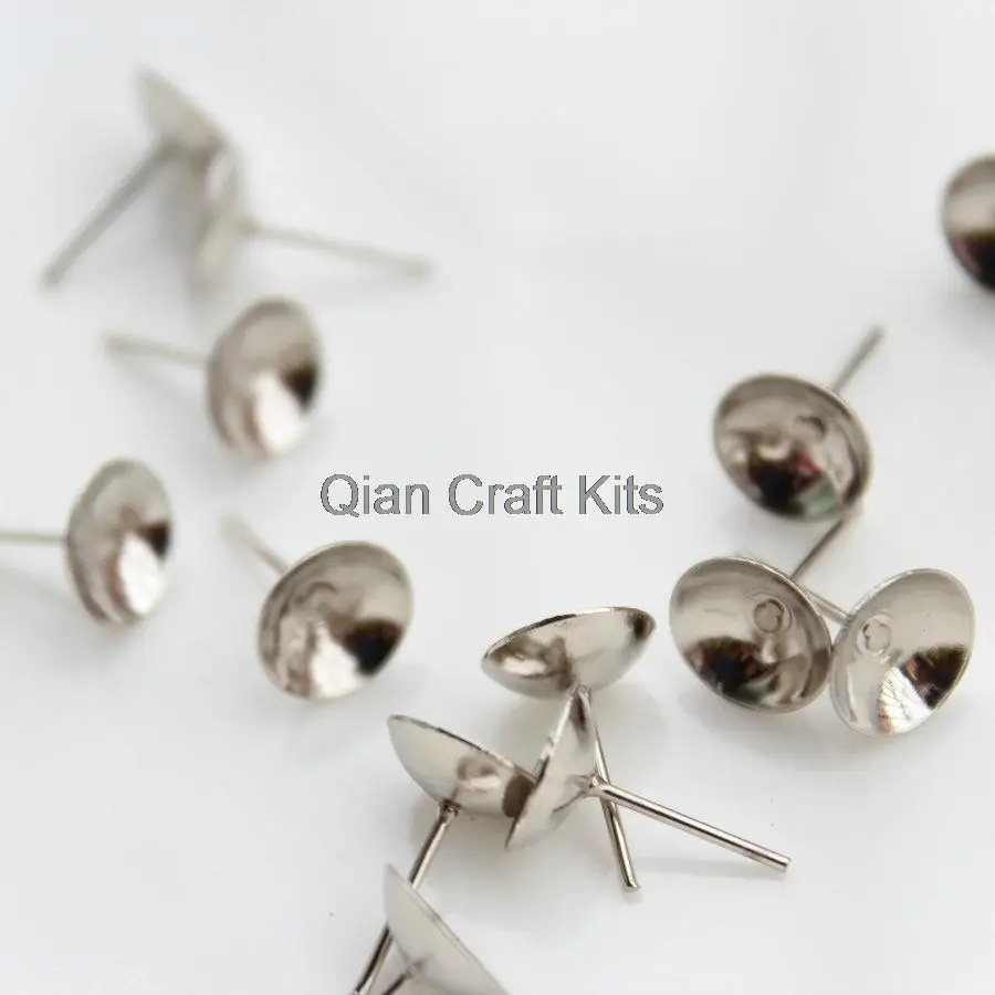 

1000pcs Earring Findings silver tone Steel Post studs 8mm Cup