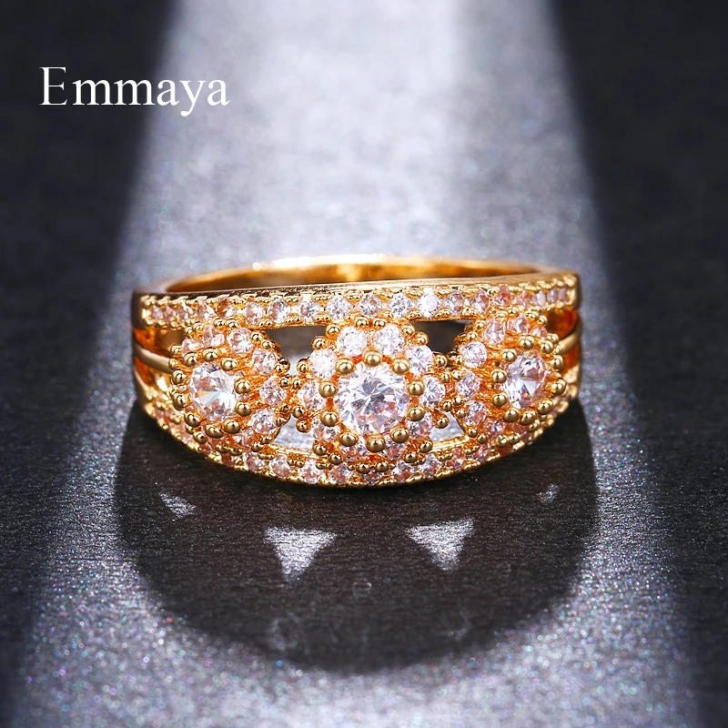 Emmaya модное роскошное Золотое циркониевое кольцо цвета шампанского женское
