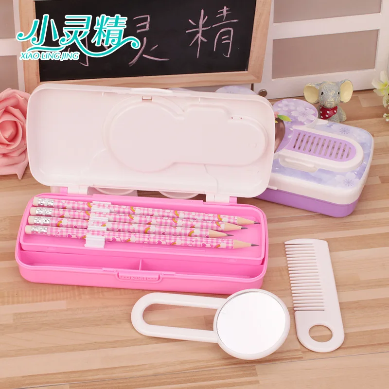 С изысканными зеркальными расческами для девочек коробка канцтоваров