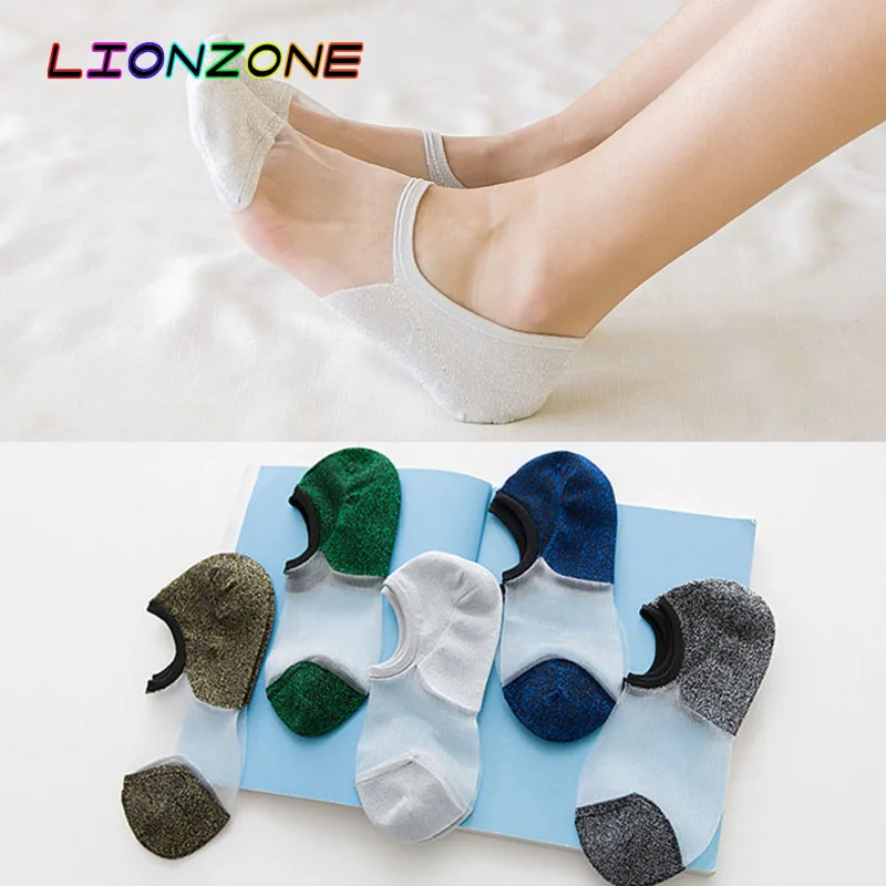 LIONZONE/яркие шелковые носки из стекловолокна Kawaii Модные тапочки в Корейском стиле