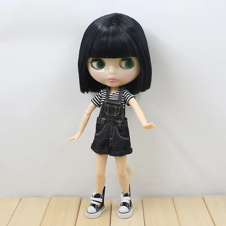 ICY factory шарнирная кукла blyth toy короткие черные волосы шарнирное тело полупрозрачное лицо 30 см голая кукла
