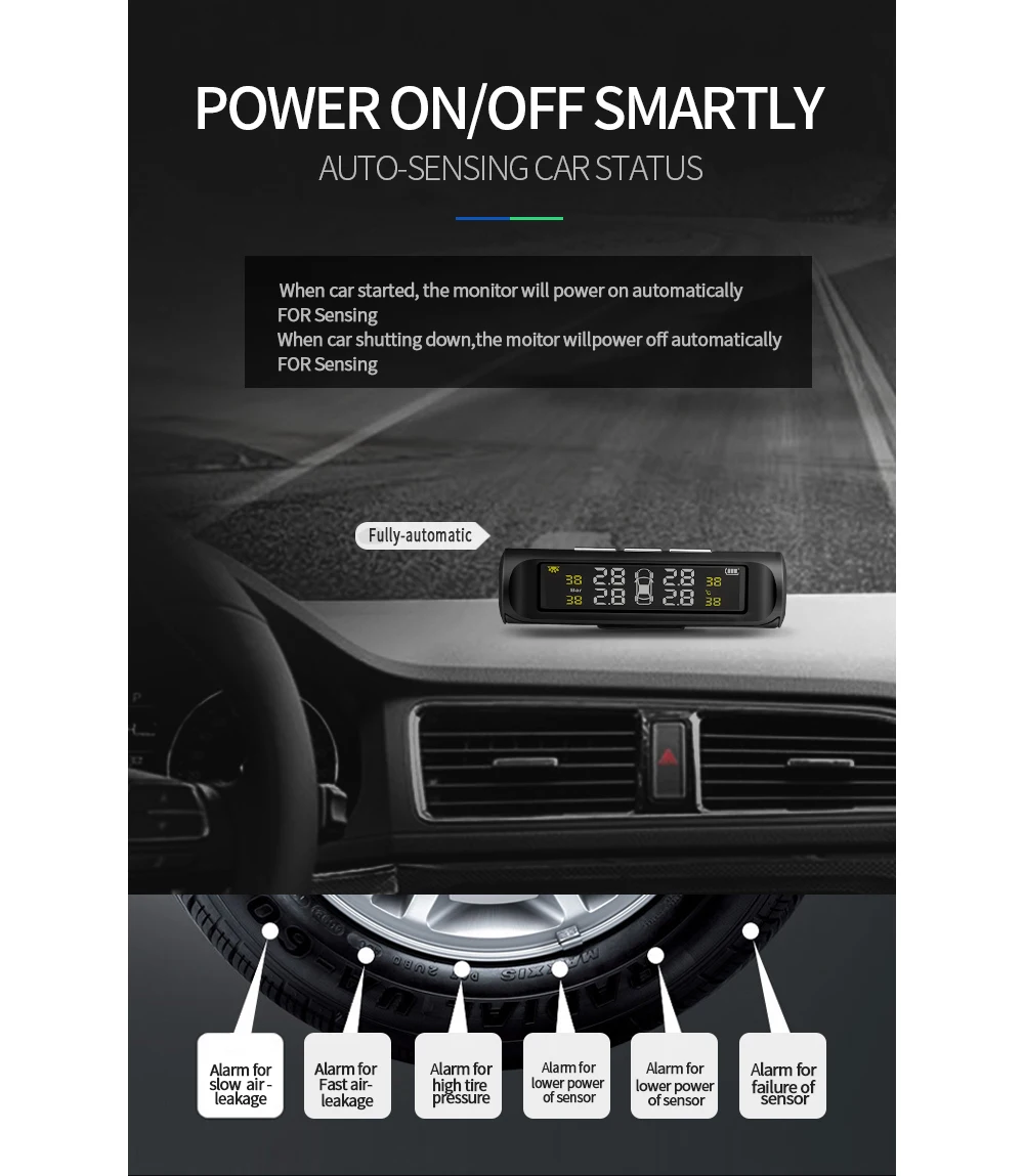 Датчик TPMS Мотоцикл Солнечная Беспроводная система контроля давления в шинах Система безопасности автомобиля давление в шинах guage пластиковый корпус автомобильной сигнализации