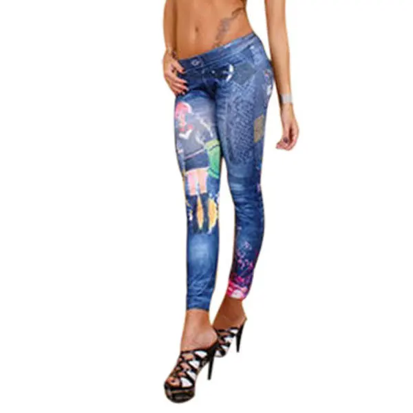 Леггинсы стрейч черные и синие ML7510 | Женская одежда