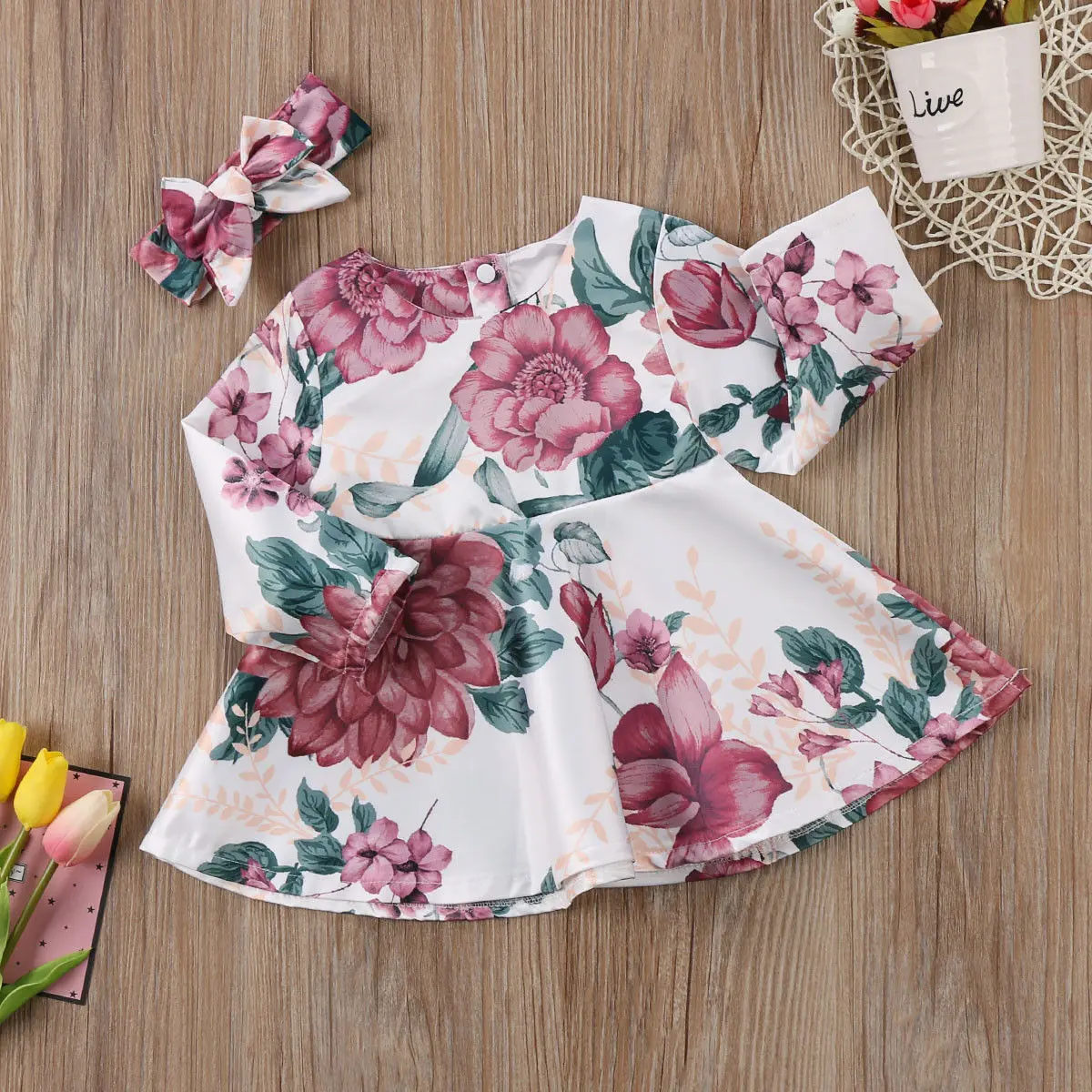 2018 New Fashion Hot Newborn Kids Baby Girls Flower Princess Party Printed Pageant Dresses Clothes CH | Детская одежда и обувь