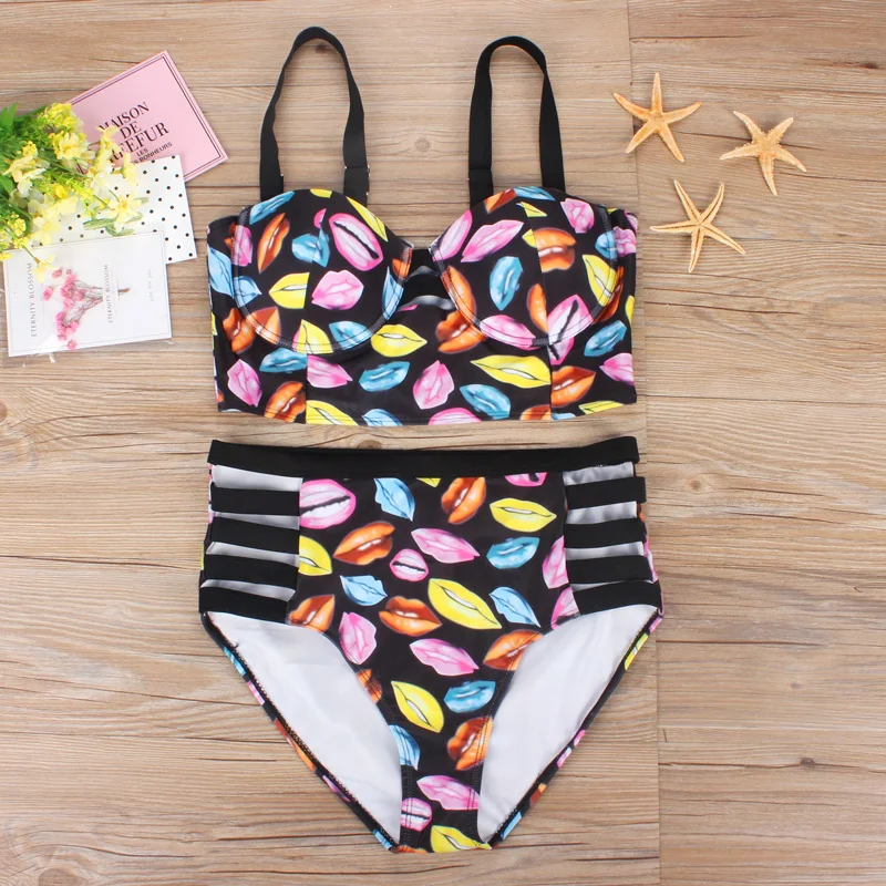 2018 новый плюс Размеры Для женщин бикини сексуальные принт пуш-ап Трусики Бикини