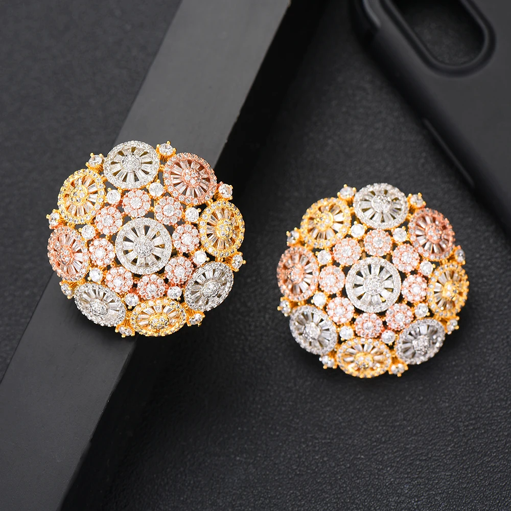 SISCATHY Fashion Long Chain Cubic Zirconia Flower Pendant Necklace Stud Earrings Jewelry Set Bridal Wedding Party Gifts | Украшения и