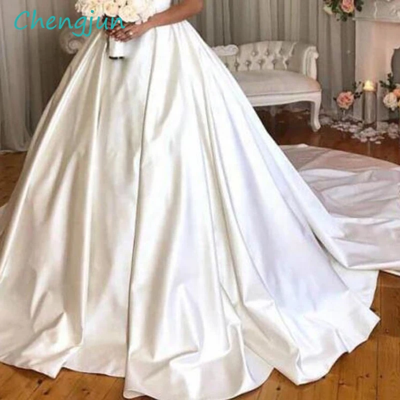 Chengjun бальное платье с открытыми плечами и длинным шлейфом цвета слоновой кости