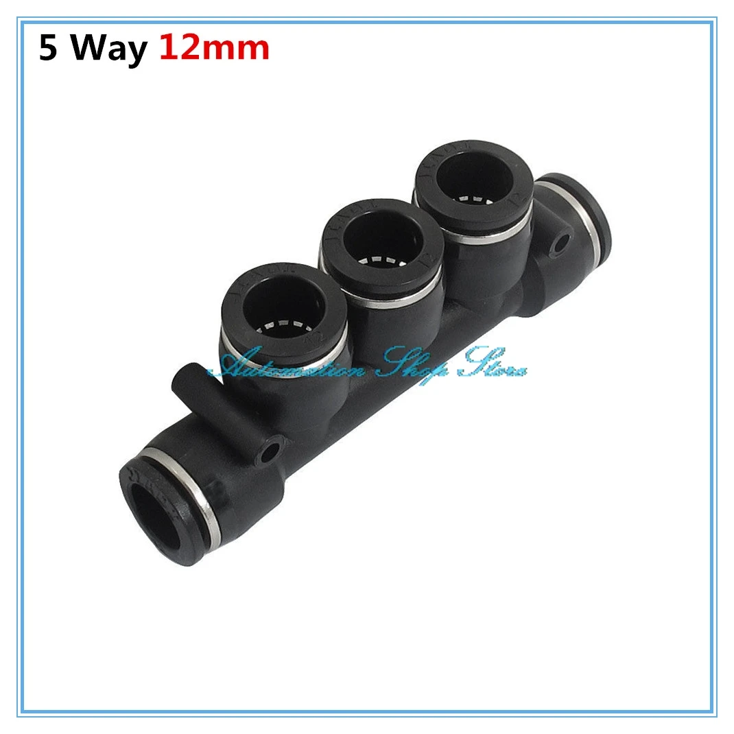 

5Pcs Air Pneumatic 5 Ways 12mm to 12mm Push in Connectors Quick Fittings