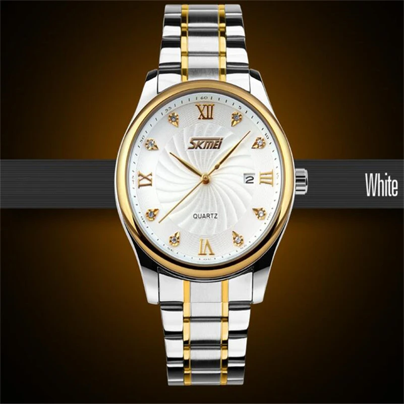 Марка класса люкс алмаз наручные часы Бизнес Мужские кварцевые модные золотые из