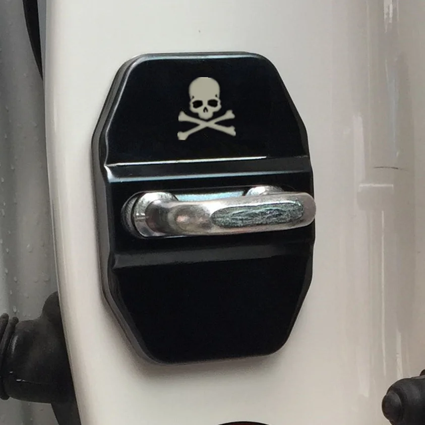 Door Lock Decoration Protection Cover skull emblem case for MERCEDES W211 BENZ AMG W204 W210 W203 CLA GLA accessories | Автомобили и