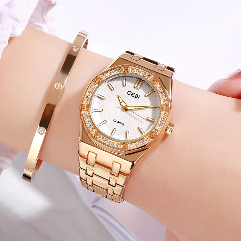 Женские Роскошные Кварцевые часы из нержавеющей стали модные женские с